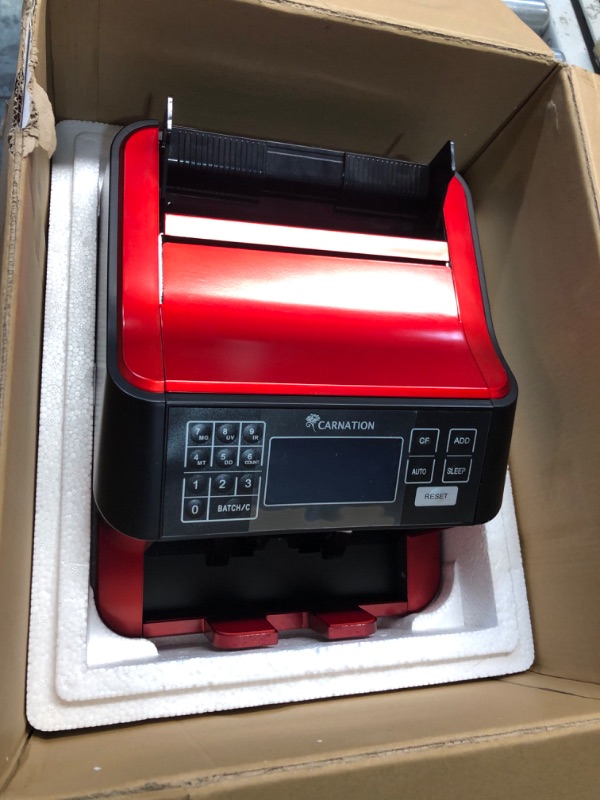 Photo 3 of CARNATION USA Cash Counter with Counterfeit Bill Detection - UV, Infrared, Magnetic, Metallic Thread, and Size Detection CR1800