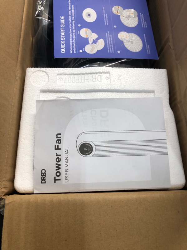 Photo 2 of Dreo Nomad One Tower Fan with Remote, 24ft/s Velocity Quiet Cooling Fan, 90° Oscillating Fan with 4 Speeds, 4 Modes, 8H Timer, Bladeless Fan, Standing Floor Fans, Black, (DR-HTF007) Black Standard