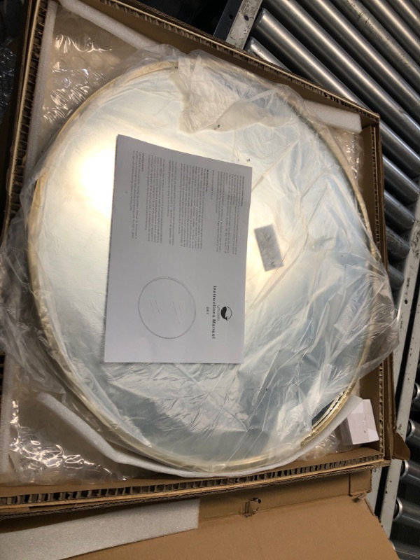 Photo 3 of Umzodo 24 inch Gold Circle Wall Mirror, Brushed French Gold Metal Framed Round Mirror for Bathroom Vanity,Bedroom Decor,Living Room, Entryway 24" Brushed French Gold