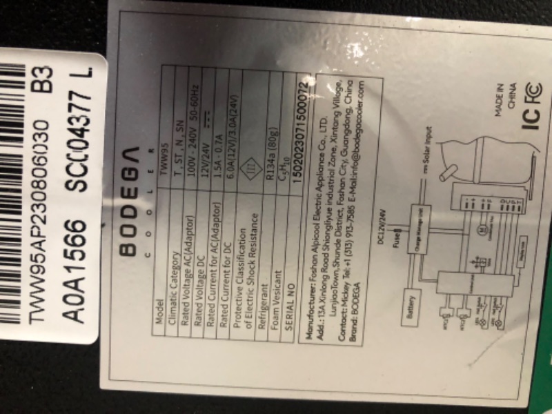 Photo 4 of ***USED - POWERS ON - UNABLE TO TEST FURTHER***
BODEGACOOLER 12 Volt Car Refrigerator, Car Fridge Dual Zone,RV Portable Freezer WiFi APP Control, 100 Quart (95L) -4?-68?Car Cooler, 12/24V DC and 100-240V AC, for Travel, Camping, Outdoor Vehicles