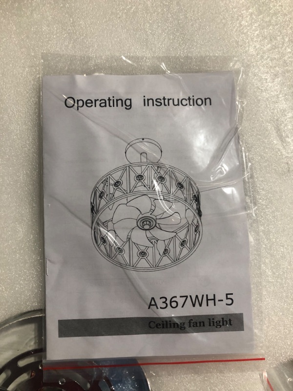 Photo 5 of ***USED - LIKELY MISSING PARTS - UNABLE TO VERIFY FUNCTIONALITY***
White Ceiling Fans with Light, 7 Blades Crystal Fan Light with Remote Control,E12 Bulbs Included, 3 Adjustable Speeds, Farmhouse Industrial Flush Mount Ceiling Fan for Bedroom, Dining Room