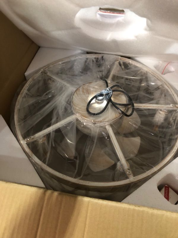 Photo 2 of ***USED - LIKELY MISSING PARTS - UNABLE TO VERIFY FUNCTIONALITY***
White Ceiling Fans with Light, 7 Blades Crystal Fan Light with Remote Control,E12 Bulbs Included, 3 Adjustable Speeds, Farmhouse Industrial Flush Mount Ceiling Fan for Bedroom, Dining Room