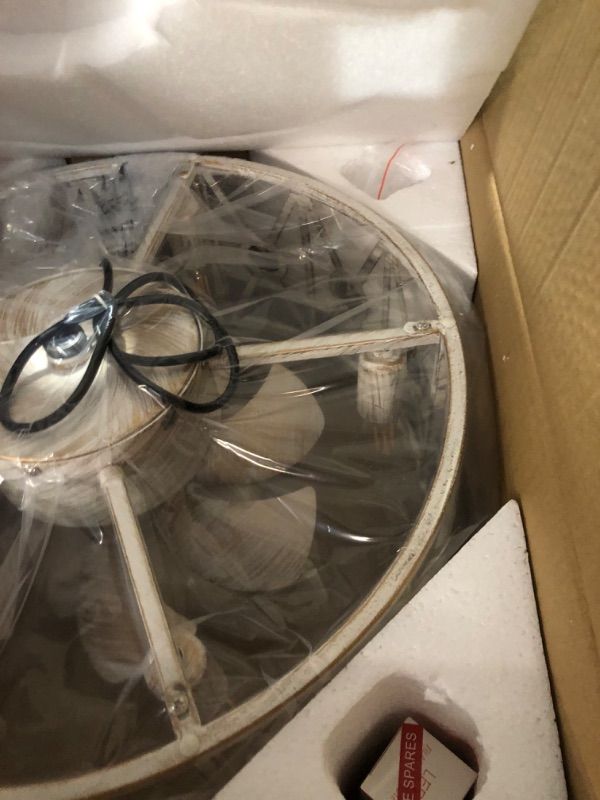 Photo 1 of ***USED - LIKELY MISSING PARTS - UNABLE TO VERIFY FUNCTIONALITY***
White Ceiling Fans with Light, 7 Blades Crystal Fan Light with Remote Control,E12 Bulbs Included, 3 Adjustable Speeds, Farmhouse Industrial Flush Mount Ceiling Fan for Bedroom, Dining Room