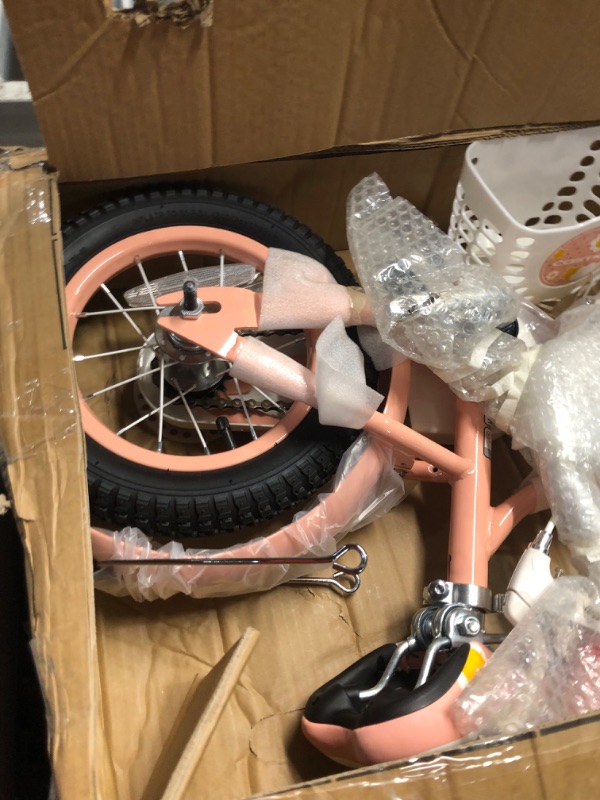 Photo 3 of **missing foot pedals and training wheels**
COSTIC Kids Bike for 3-8 Years Girls with Training Wheels & Front Handbrake Toddler Girl Bikes 12 14 16 Inch Princess Kids Bicycle with Basket Bike Pink 14 Inch With Training Wheels