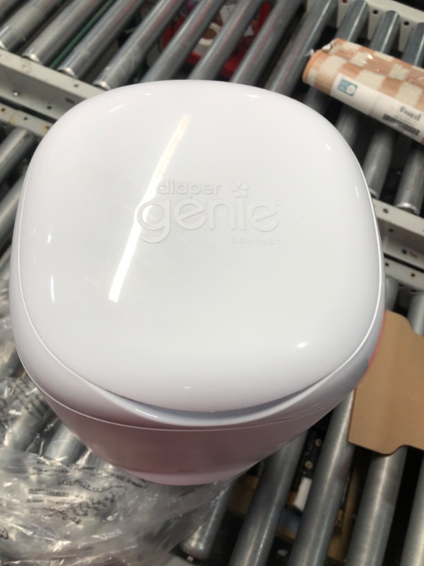 Photo 1 of Diaper Genie Compact Pail Includes 1 Starter Square Refill That can Hold up to 165 Newborn-Sized Diapers.