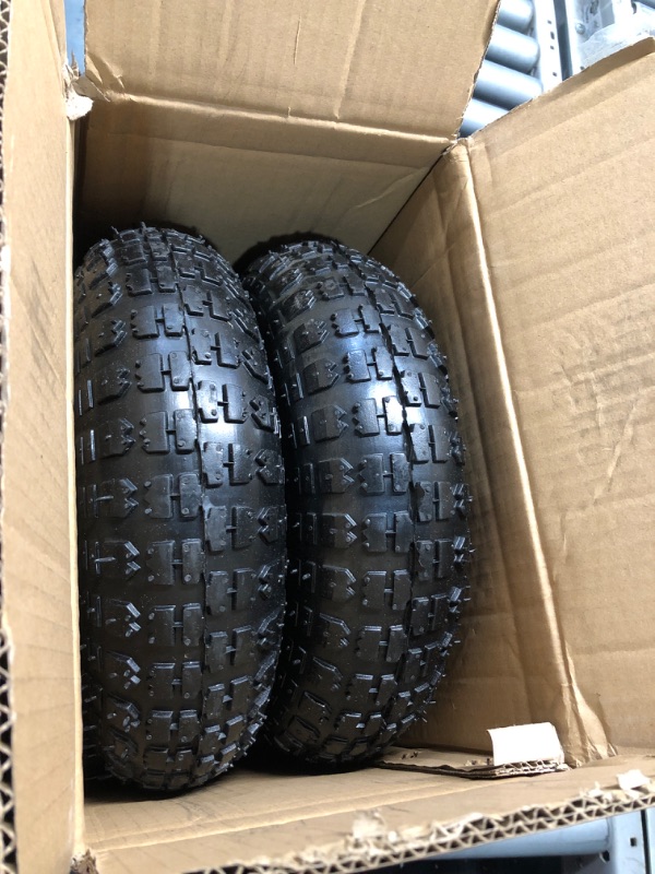 Photo 2 of 13 Inch 2 PCS Rubber Pneumatic Replacement Tires and Wheels 4.00-6 with 5/8'' Axle Bore Hole