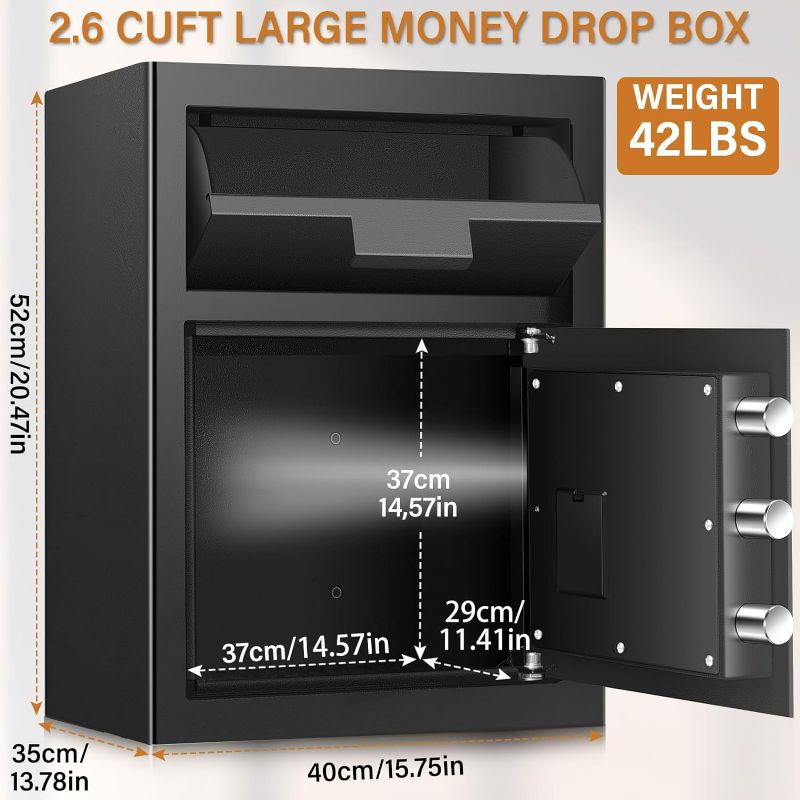 Photo 5 of (NON-REFUNDABLE) Thmosz Depository Safe with Drop Slot, 2.6 Cuft Anti-Theft Cash Drop Safe with Digital Keypad,