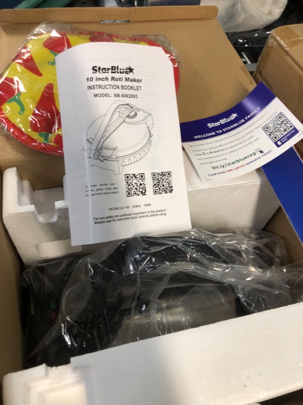 Photo 2 of 10inch Roti Maker by StarBlue with FREE Roti Warmer - The automatic Stainless Steel Non-Stick Electric machine to make Indian style Chapati, Tortilla, Roti AC 110V 50/60Hz 1200W SB-SW2093