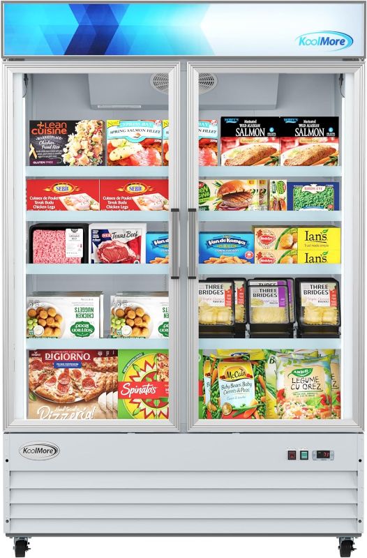 Photo 1 of ****SEE NOTES****
*****DAMAGED****
KoolMore MDF-2GD-45C-WH 53 in. Commercial Two Glass Door Display Upright Freezer Merchandiser in White 45 Cu. Ft