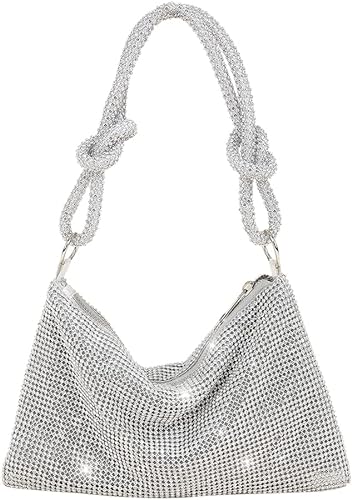 Photo 1 of (see all images) Rhinestone Purses for Women Chic Sparkly Evening Handbag Bling Hobo Bag Shiny Silver 