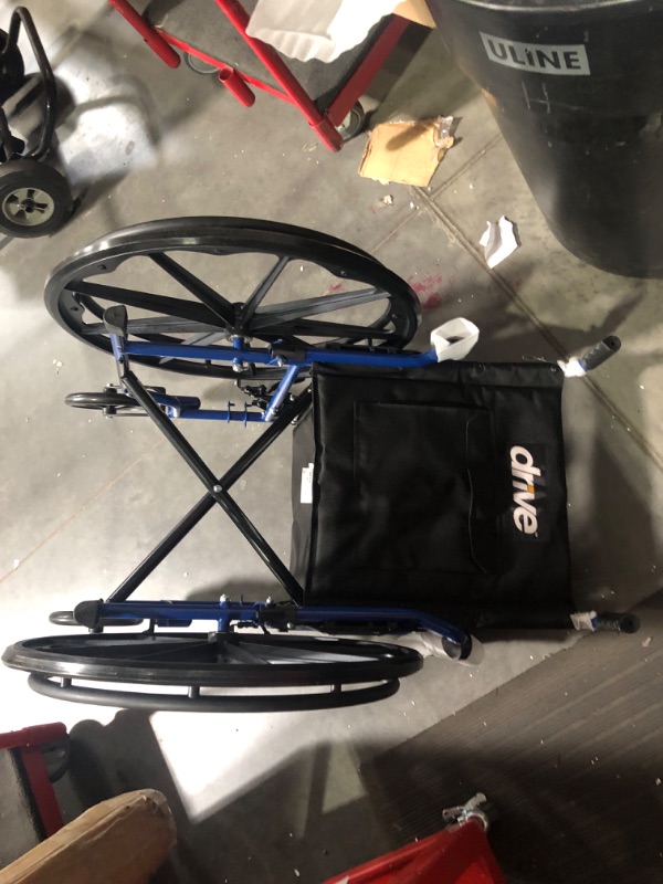 Photo 2 of ***USED - MISSING FOOT RESTS - SEE PICTURES - NO PACKAGING***
Drive Medical Blue Streak Ultra-Lightweight Wheelchair With Flip-Backs Arms & Swing-Away Footrests