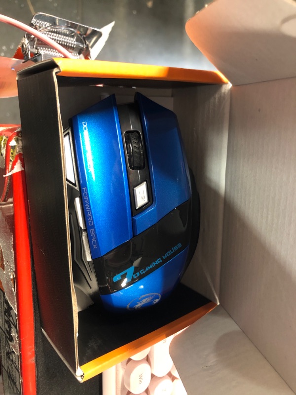 Photo 1 of VEGCOO Wireless Gaming Mouse, Rechargeable Silent Wireless Mouse with 4800 DPI Adjustable,Double Click Key, Colorful RGB Lights, Computer Mice with Thumb Rest for PC/Mac Gamer (C26 Blue)