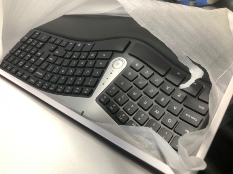 Photo 3 of ***USED - NO BATTERIES - UNABLE TO TEST***
Nulea Wireless Ergonomic Keyboard, 2.4G Split Keyboard with Cushioned Wrist and Palm Support, Arched Keyboard Design for Natural Typing, Compatible with Windows/Mac