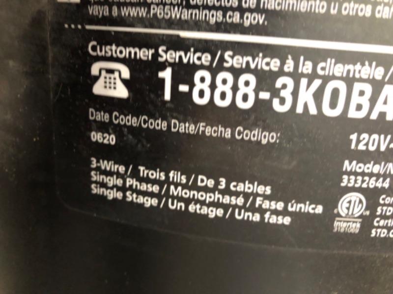 Photo 9 of ***USED - DAMAGED - SEE COMMENTS***
Kobalt QUIET TECH 26-Gallons Portable 150 Psi Vertical Quiet Air Compressor
