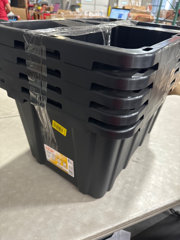 Photo 2 of (NO LID)\
HDX Tough Polypropylene Plastic 27 Gal. Storage Tote in Black (5-Pack)