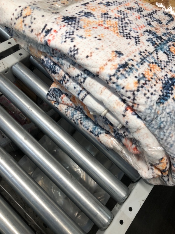 Photo 1 of VK Living Machine Washable Rug 9'x12' Vintage Design Washable Area Rugs with Non Slip Rugs for Living Room Bedroom Traditional Woven Rug Carpet Stain Resistant, Dining Home Decor Office Boho Rug, Blue Blue 9' x 12'