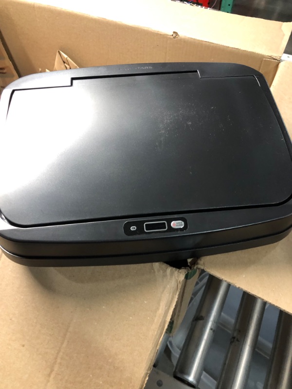 Photo 2 of **MAJOR DAMAGE PARTS ONLY NONREFUNDABLE
NINESTARS DZT-50-28 Automatic Touchless Motion Sensor Rectangular Trash Can, 13 Gal, Black Trim 13 Gal Trash Can