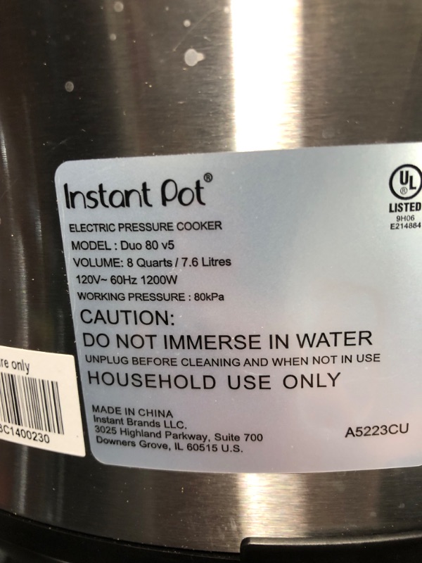 Photo 5 of **DENTED ON THE SIDE
Instant Pot Duo 7-in-1 Electric Pressure Cooker, Slow Cooker, Rice Cooker, Steamer, Sauté, Yogurt Maker, Warmer & Sterilizer, Includes App With Over 800 Recipes, Stainless Steel, 8 Quart 8QT Duo