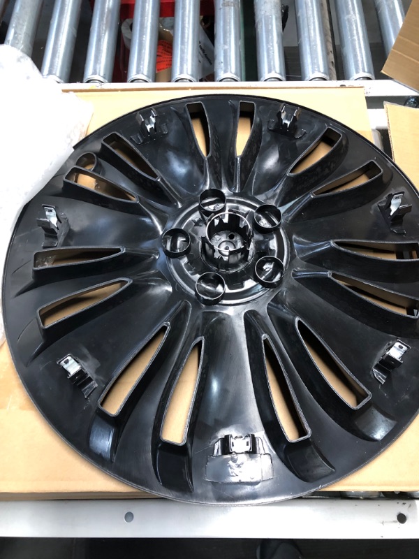 Photo 3 of Klutchtech Tesla Model Y Hubcaps - 19 Inch Wheel Covers Replacement 14-Spokes Wheel Caps 19'' Wheel Hub Caps Matte Black Compatible with Tesla Model Y Accessories 2021-2023 (14-Spokes - 4 Pack) 19inch Model Y 19'' 14-Spokes