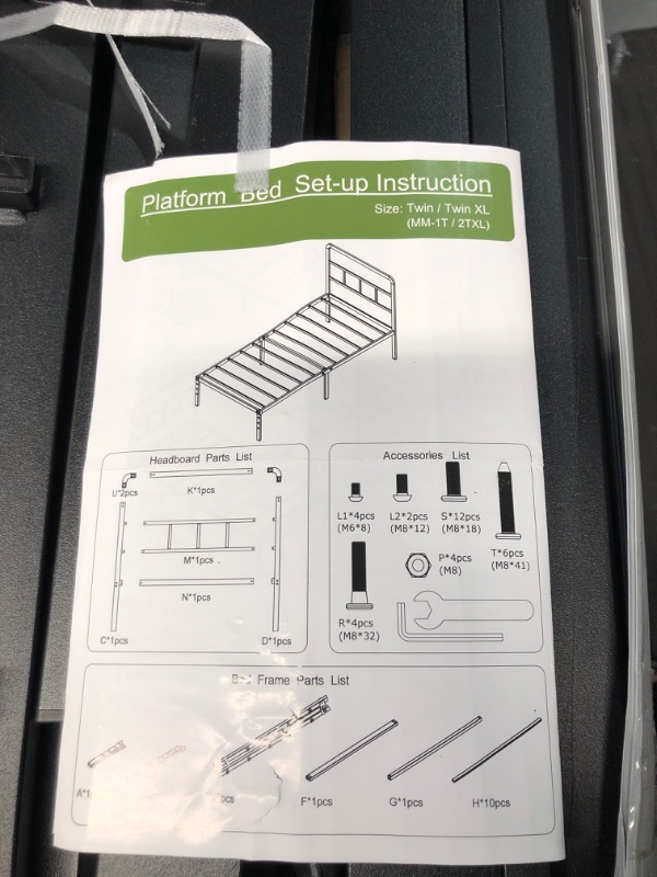 Photo 2 of (incomplete)(sold for parts) Twin Bed Frames with Headboard, 12 Inch Heavy Duty Metal Twin Platform Bed Frame