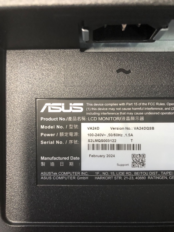 Photo 4 of ASUS 23.8”1080P Monitor(VA24DQSB)-Full HD,IPS,75Hz,Speakers Adaptive-Sync Low Blue Light Flicker Free VESA Mountable Frameless, HDMI DisplayPort, VGA, USB hub Height Adjustable, BLACK,12.8"x21.3"x2.1" 23.8" IPS FHD 75Hz Height Adjustable