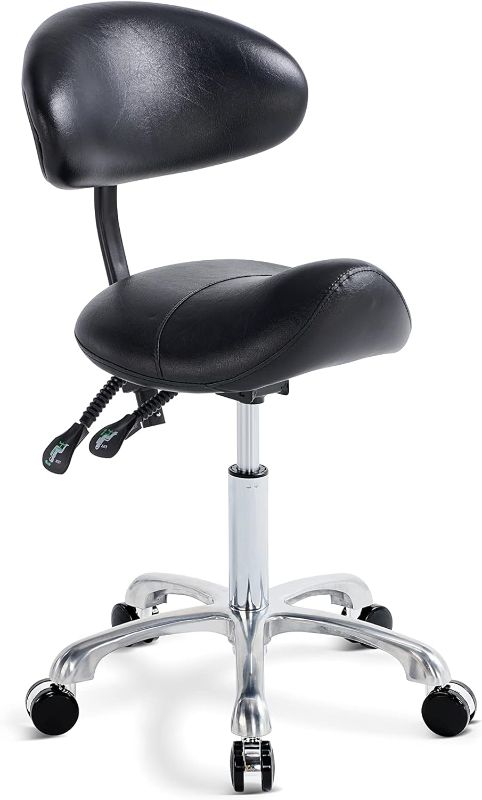 Photo 2 of **STOCK PHOTO IS REFERENCE ONLY**
Saddle Stool Chair with Back Rolling