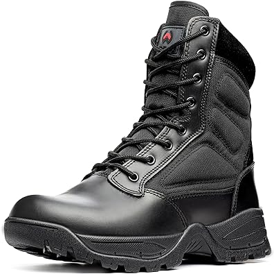 Photo 1 of Men's Military Tactical Work Boots Black Combat Boots, Size 11