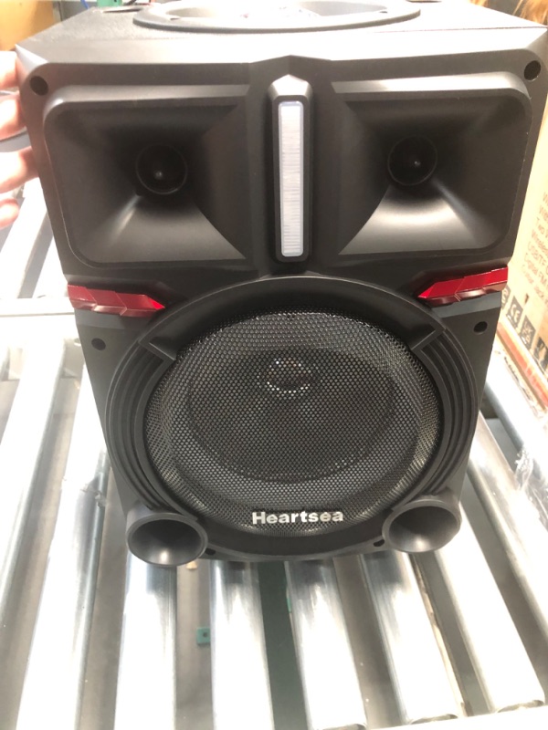 Photo 1 of HEARTSEA Karaoke Machine with 2 Wireless Microphones for Kids, Portable Bluetooth Singing Speaker Adults with Disco Ball + Lyrics Display Holder - TF Card/USB/FM Radio for Parties Recording