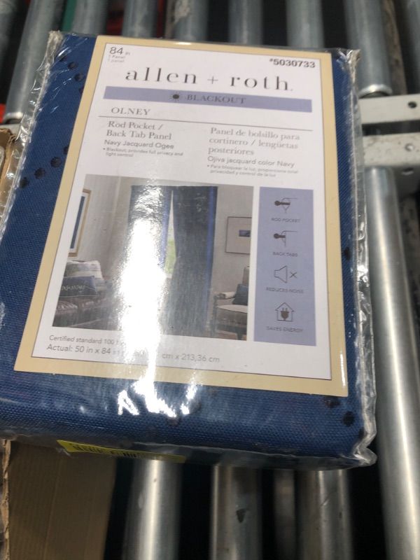 Photo 2 of (READ FULL POST) allen + roth 84-in Navy Blackout Thermal Lined Back Tab Single Curtain Panel
