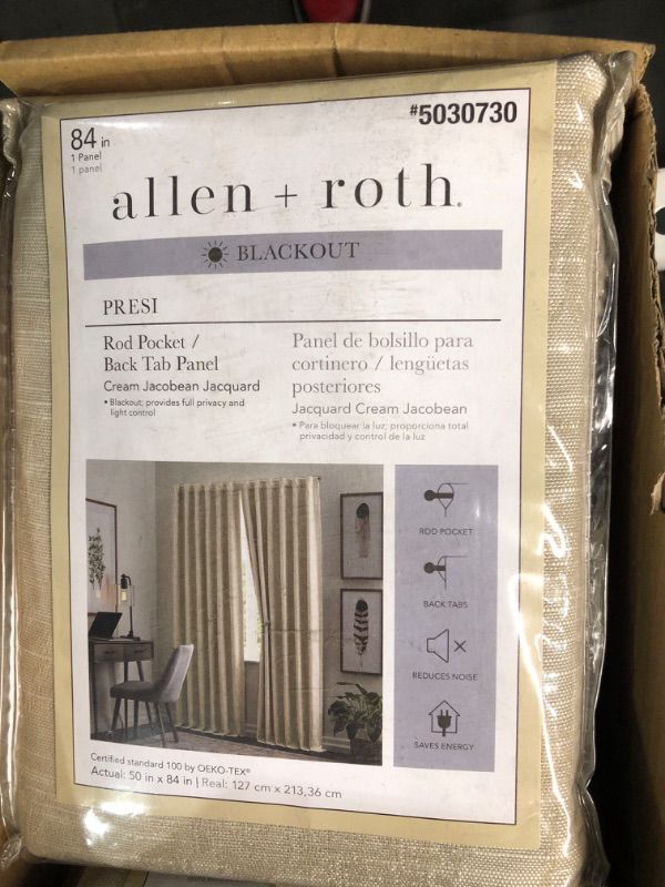 Photo 2 of (NON-REFUNDABLE) allen + roth 84-in Stone Blackout Thermal Lined Grommet Single Curtain Panel
