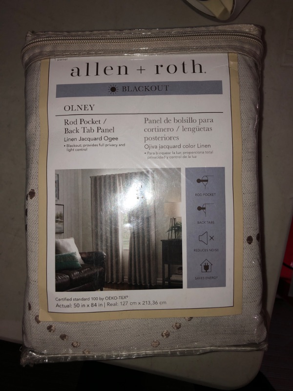 Photo 2 of (NON-REFUNDABLE) allen + roth 84-in Stone Blackout Thermal Lined Grommet Single Curtain Panel
