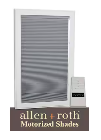 Photo 1 of allen + roth Motorized Cellular Shade 35-in x 72-in Gray Blackout Cordless Motorized Cellular Shade