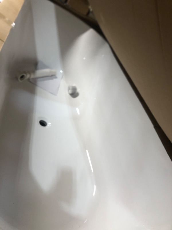 Photo 2 of ***DAMAGED - CRACKED - SEE PICTURES - LIKELY MISSING PARTS***
Brightling 67 in. Acrylic Flatbottom Non-Whirlpool Bathtub in White