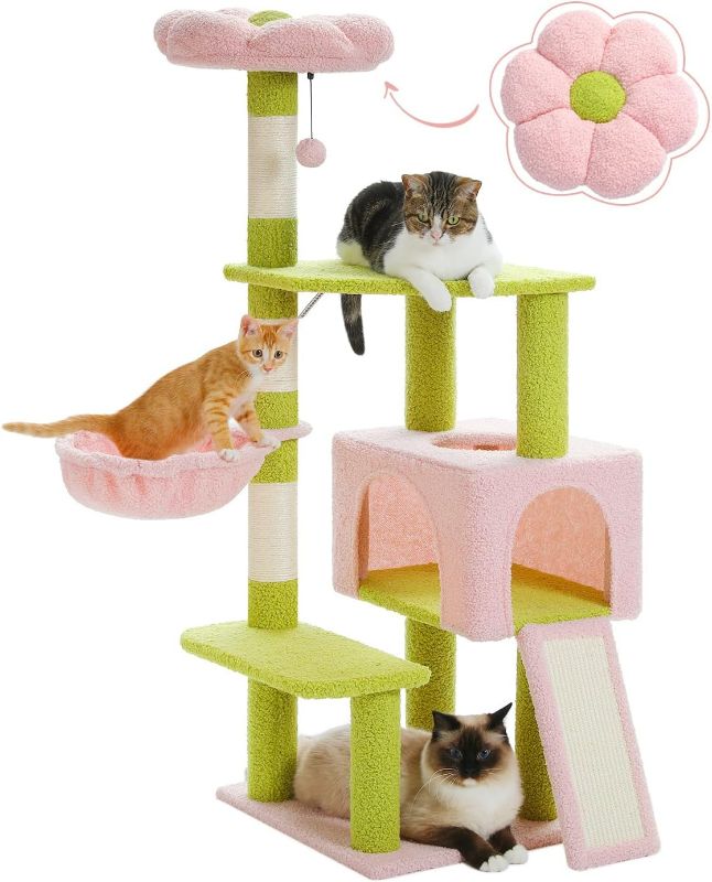 Photo 1 of *****STOCK IMAGE FOR SAMPLE*****
Modern Cat Tree for Large Cats, Flower Cat Tree, Multi-Level Cat TowerWeaving Cat Nests & Washable Cushions, Sisal Scratching Posts, for Indoor Cats-Lacquered - cat trees lacquered