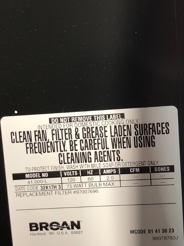 Photo 4 of (NON-REFUNDABLE) Broan-NuTone 413023 Ductless Range Hood Insert with Light, Exhaust Fan for Under Cabinet, 30-Inch, Black & 678 Ventilation Fan and Light Combo for Bathroom and Home, 100 Watts, 50 CFM 30-Inch Black Hood + Ventilation Fan