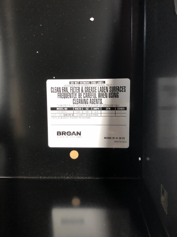 Photo 3 of (NON-REFUNDABLE) Broan-NuTone 413023 Ductless Range Hood Insert with Light, Exhaust Fan for Under Cabinet, 30-Inch, Black & 678 Ventilation Fan and Light Combo for Bathroom and Home, 100 Watts, 50 CFM 30-Inch Black Hood + Ventilation Fan