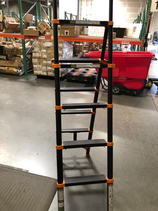 Photo 3 of (functional) see all images) RIKADE Telescoping Ladder, A-Frame Aluminum Telescopic Ladder with 1-Button Retraction