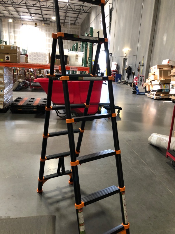 Photo 2 of (functional) see all images) RIKADE Telescoping Ladder, A-Frame Aluminum Telescopic Ladder with 1-Button Retraction