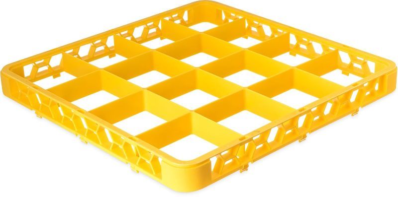 Photo 1 of    1 PACK Carlisle FoodService Products RE25C04 OptiClean 25 Compartment Divided Glass Rack Extender, 1.78", Yellow