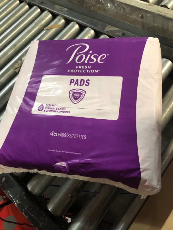 Photo 2 of Poise Incontinence Pads for Women, Ultimate Absorbency, Long, Original Design, 90 Count (1 Packs of 45) (Packaging May Vary) White 45 Count