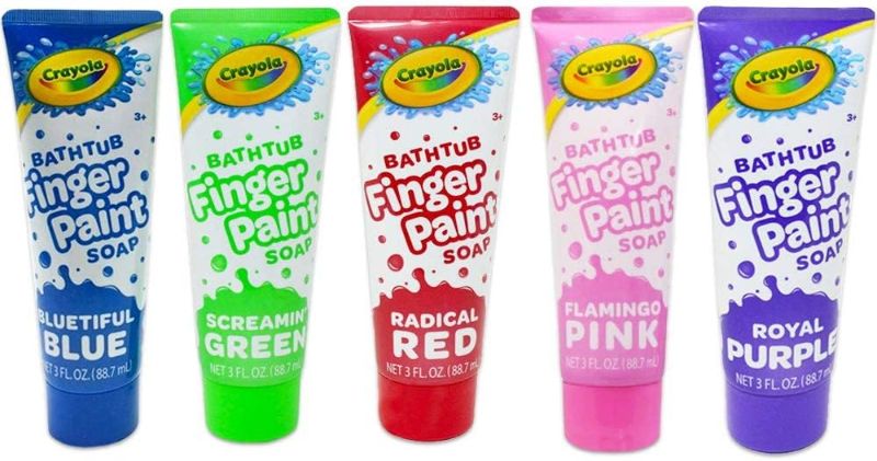 Photo 1 of **2 PACK** Crayola Bathtub Fingerpaint 5 Color Variety Pack, 3 Ounce Tubes (Bluetiful Blue, Screamin' Green, Radical Red, Flamingo Pink, Royal Purple)
