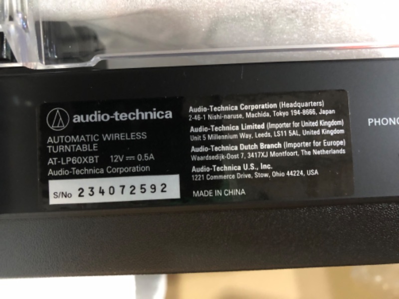 Photo 4 of Audio-Technica AT-LP60XBT-BK Fully Automatic Bluetooth Belt-Drive Stereo Turntable, Black, Hi-Fi, 2 Speed, Dust Cover, Anti-Resonance, Die-cast Aluminum Platter Black Wireless Turntable