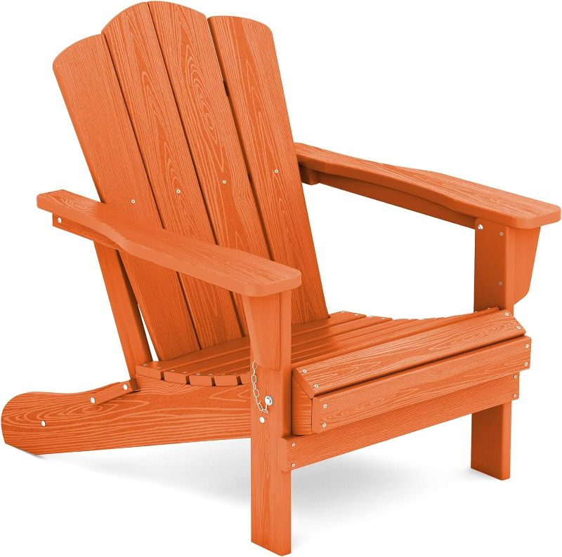 Photo 1 of ***USED - LIKELY MISSING PARTS - UNABLE TO VERIFY FUNCTIONALITY***
KINGYES Folding Adirondack Chair, HDPE All-Weather Folding Adirondack Chair, Orange