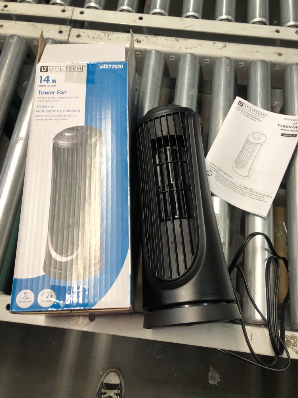 Photo 2 of ***USED - LIKELY MISSING PARTS - UNABLE TO VERIFY FUNCTIONALITY***
Utilitech 14-in 120-Volt 3-Speed Indoor Black Matte Oscillating Tower Fan
