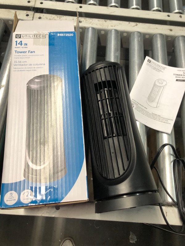 Photo 3 of ***USED - LIKELY MISSING PARTS - UNABLE TO VERIFY FUNCTIONALITY***
Utilitech 14-in 120-Volt 3-Speed Indoor Black Matte Oscillating Tower Fan
