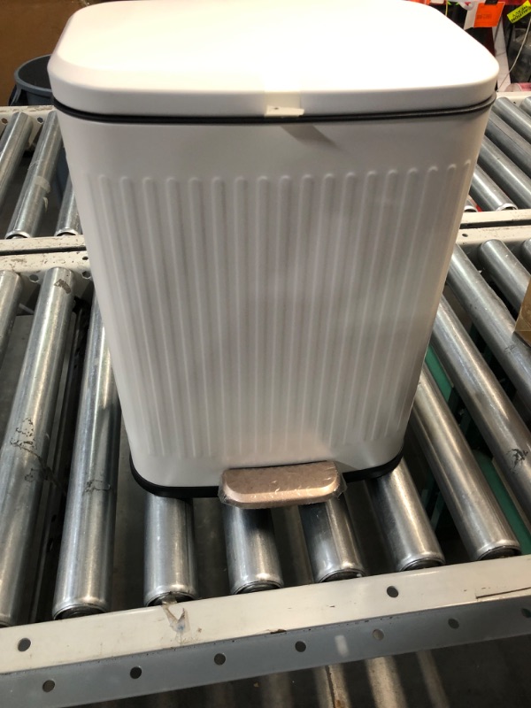 Photo 2 of *****STOCK IMAGE FOR SAMPLE*****
WHITE - Erotr 13L Kitchen Trash Can Foot Pedal Trash Bin Stainless Steel white