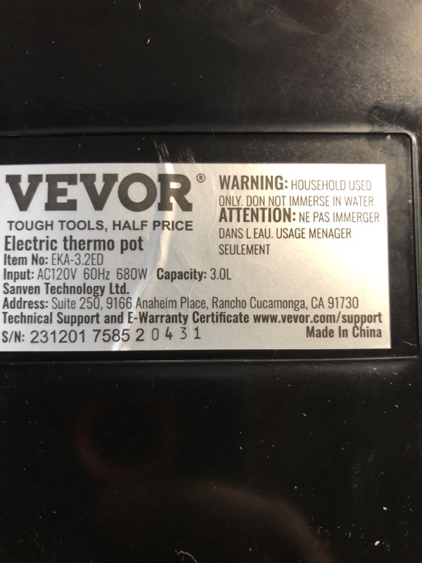 Photo 3 of *** SEE NOTES VEVOR Hot Water Dispenser, Adjustable 4 Temperatures 5L/169 oz - No Power Cord