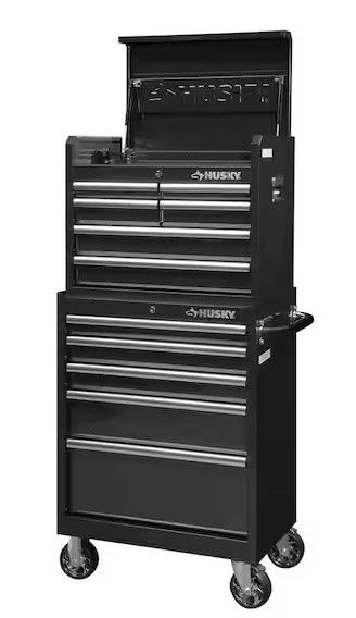 Photo 1 of ***NONREFUNDABLE - NOT FUNCTIONAL - FOR PARTS ONLY - SEE COMMENTS***
Husky 27 in. W x 18 in. D Standard Duty 11-Drawer Tool Chest Combo and Top Tool Cabinet Combo in Black