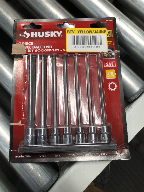 Photo 1 of Husky 7 Piece Long Ball Hex Bit Socket Set for Recessed Fasteners