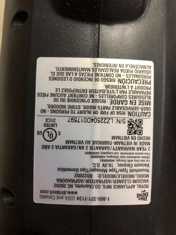 Photo 5 of ***USED - DIRTY - POWERS ON - UNABLE TO TEST FURTHER - NO PACKAGING***
Dirt Devil Power Swerve Pet, Lightweight Cordless Stick Upright Vacuum Cleaner, For Carpet and Hard Floors, BD22052, Red